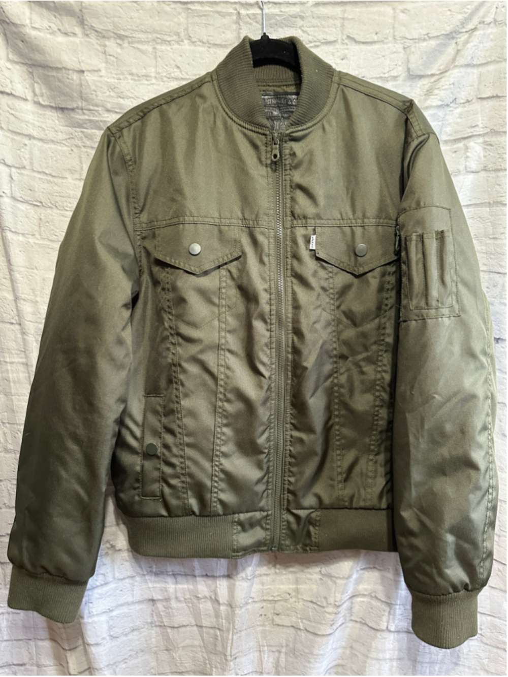 Levi's Bomber Jacket Men's Large Olive Green Quilted Utility Military